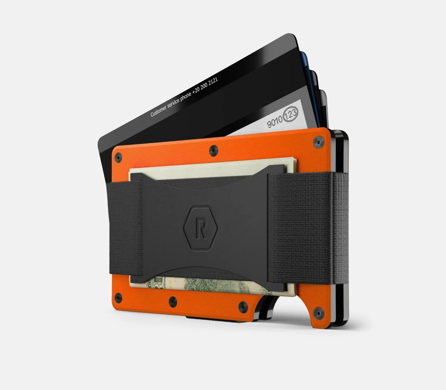 Ridge Wallet Compatible with MagSafe - Slim Minimalist Wallet For Men and Women, MagSafe Compatible Wallet - RFID, Card Holder & Integrated Cash Strap, Ridge Wallets for Men (Basecamp Orange)
