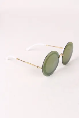 Rimless Round Mirrored Sunglasses