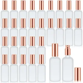 Roshtia 30 Pcs 3.4 oz Rose Gold Glass Spray Bottle Refillable Perfume Atomizer Clear Decorative Empty Bottles with Fine Mist Sprayer Pump for Face Body Travel