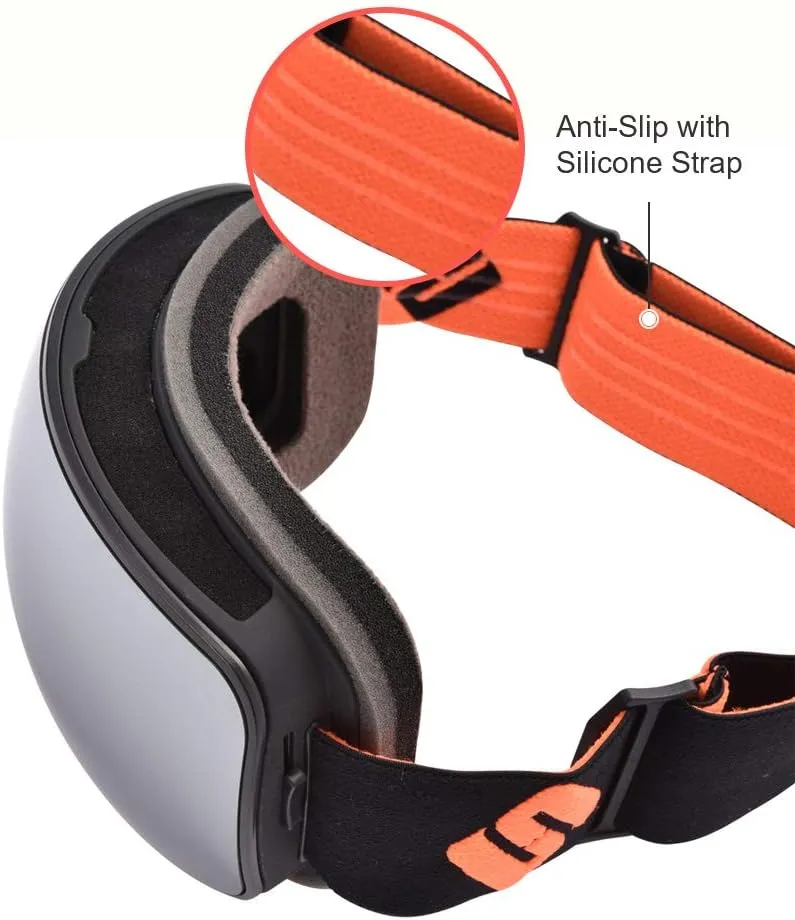 Ski Snowboard Goggles Magnetic Mirrored Lens 120s Anti-Fog for Adult