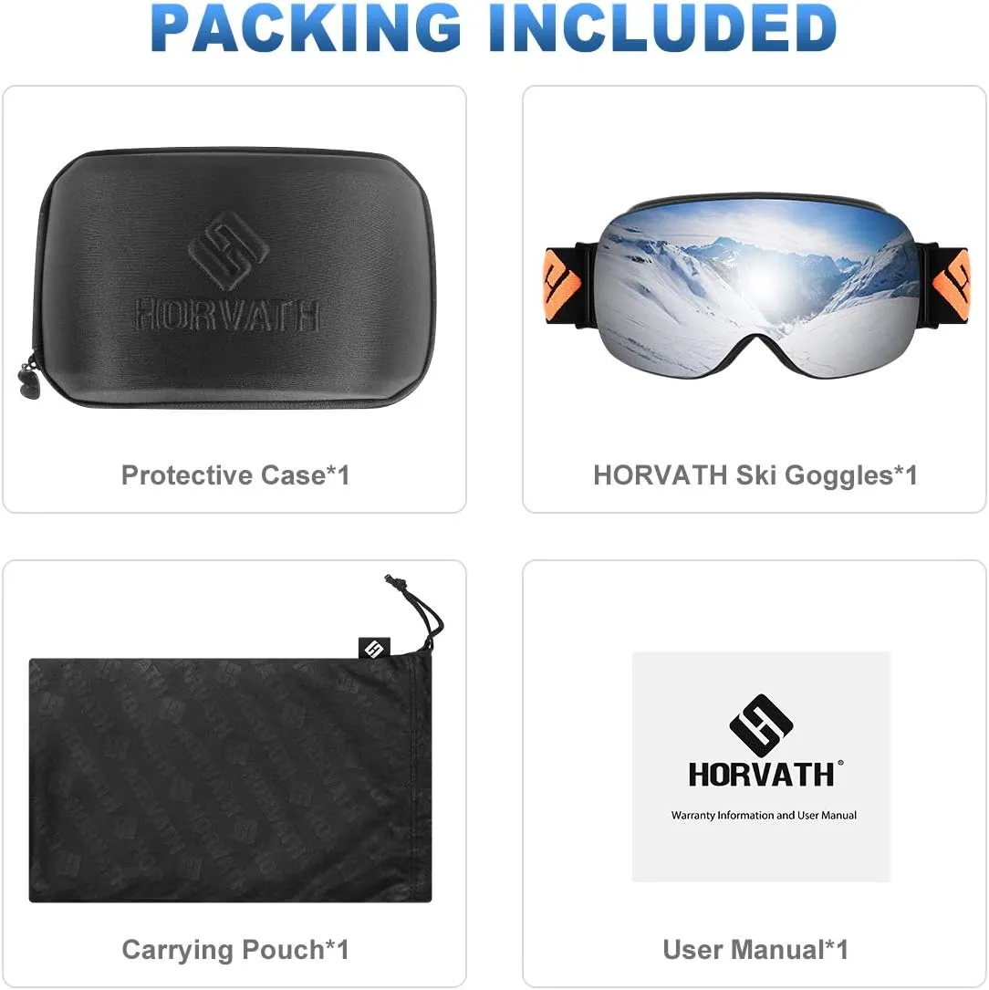 Ski Snowboard Goggles Magnetic Mirrored Lens 120s Anti-Fog for Adult