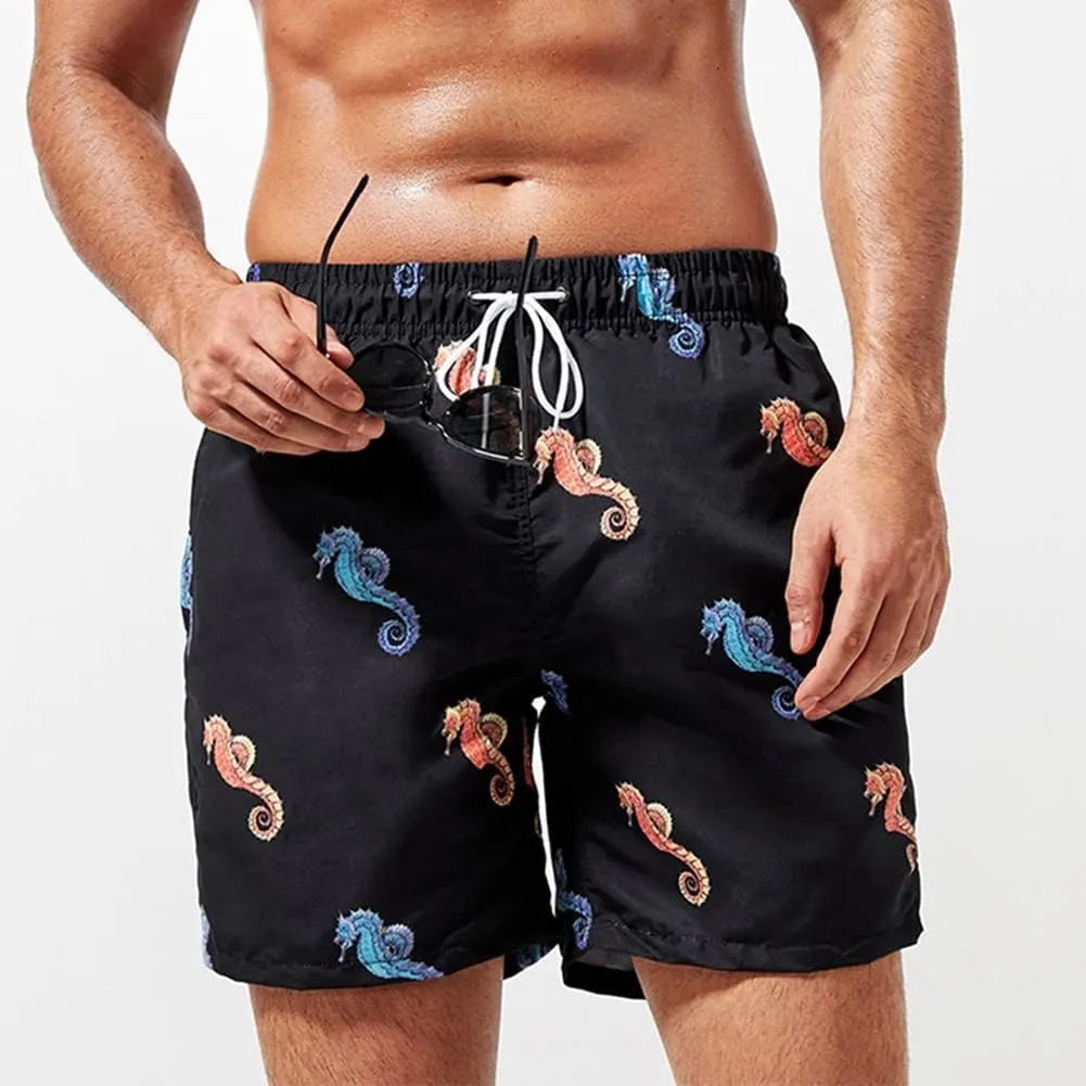 SNOW DREAMS Mens Swimming Trunks 5 inch Swim Shorts Qucik Dry Bathing Suits Lightweight