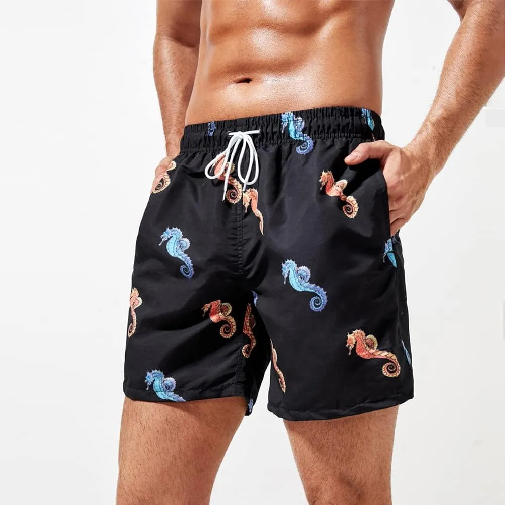SNOW DREAMS Mens Swimming Trunks 5 inch Swim Shorts Qucik Dry Bathing Suits Lightweight