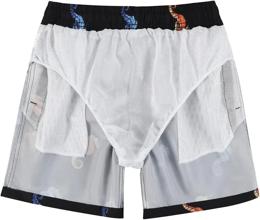 SNOW DREAMS Mens Swimming Trunks 5 inch Swim Shorts Qucik Dry Bathing Suits Lightweight