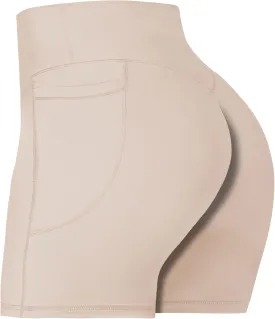 Sunzel No Front Seam Biker Shorts for Women with Pockets, Yoga Workout Gym Bike Shorts with Tummy Control