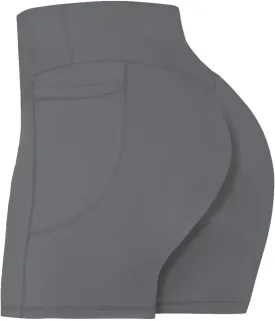 Sunzel No Front Seam Biker Shorts for Women with Pockets, Yoga Workout Gym Bike Shorts with Tummy Control