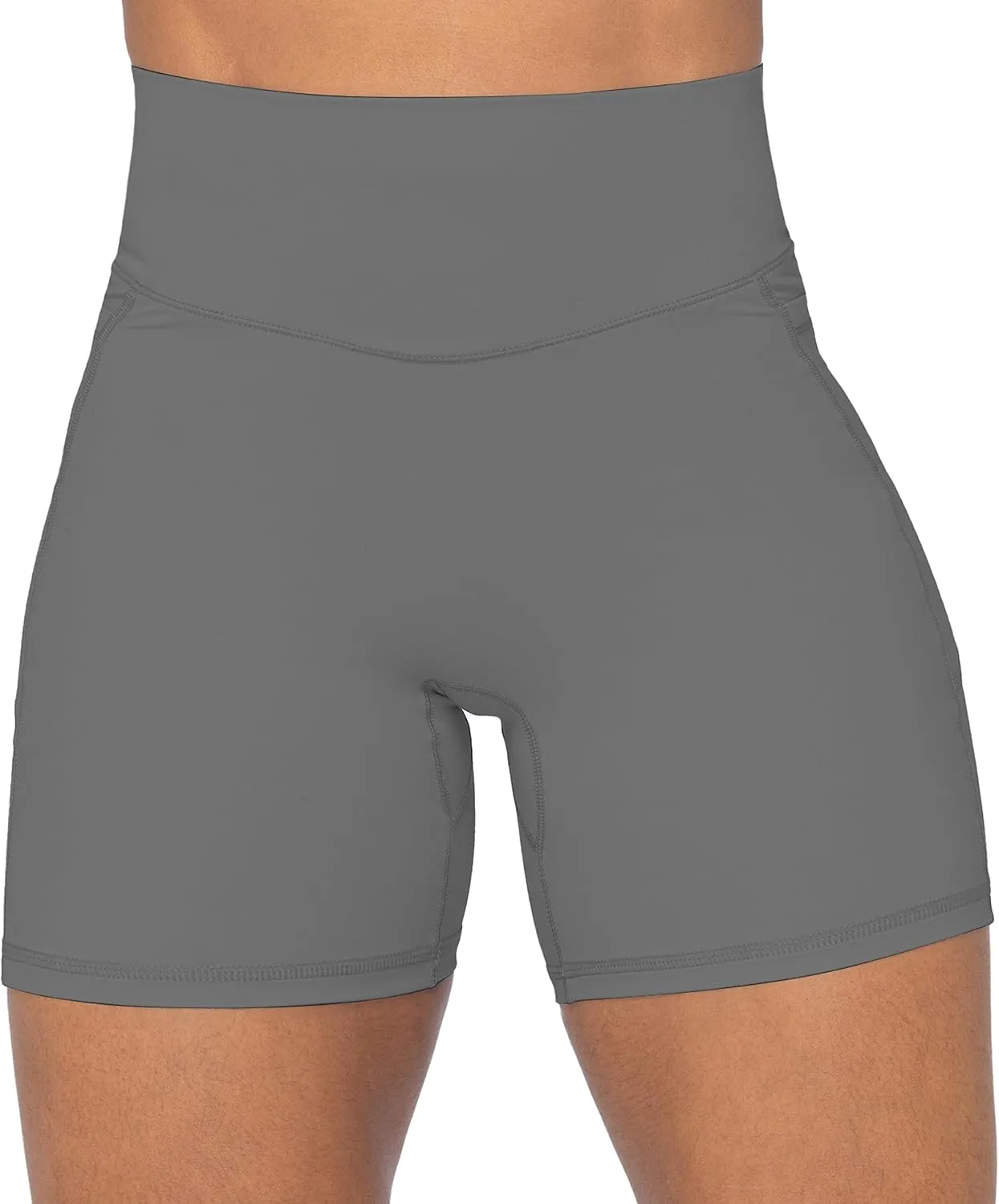 Sunzel No Front Seam Biker Shorts for Women with Pockets, Yoga Workout Gym Bike Shorts with Tummy Control