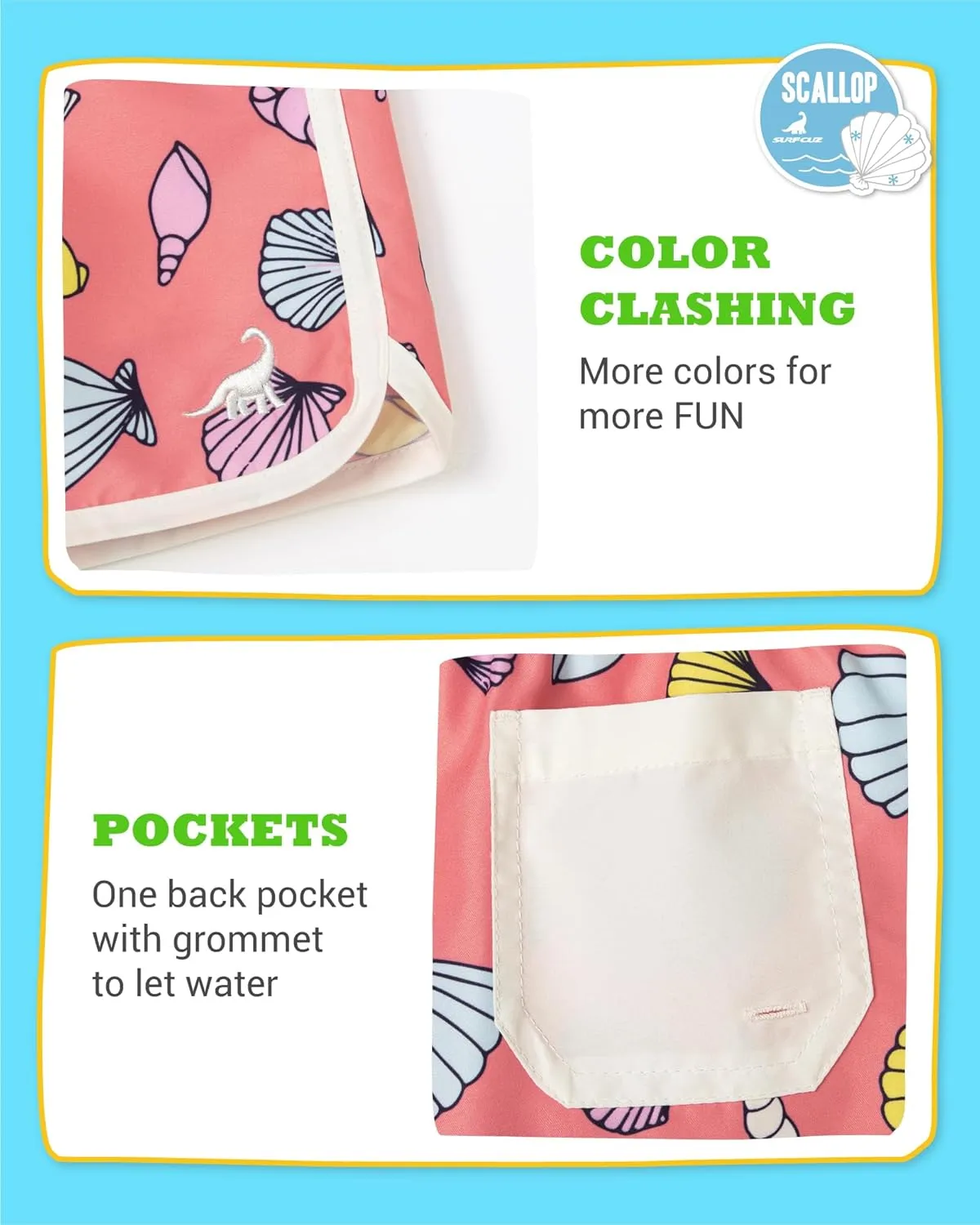 SURF CUZ Boys Swim Trunks Retro Toddler Boy Swimsuit Shorts Quick Dry Swimming Trunks Bathing Suit