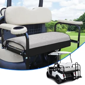 T TGBROS Golf Cart Seat Covers for 2 Person Seats EZGO, Yamaha & Club Car with Armrests Universal Golf Cart Seat Blanket Cushion Front & Rear All Weather Accessories - Black Leather & Gray Linen