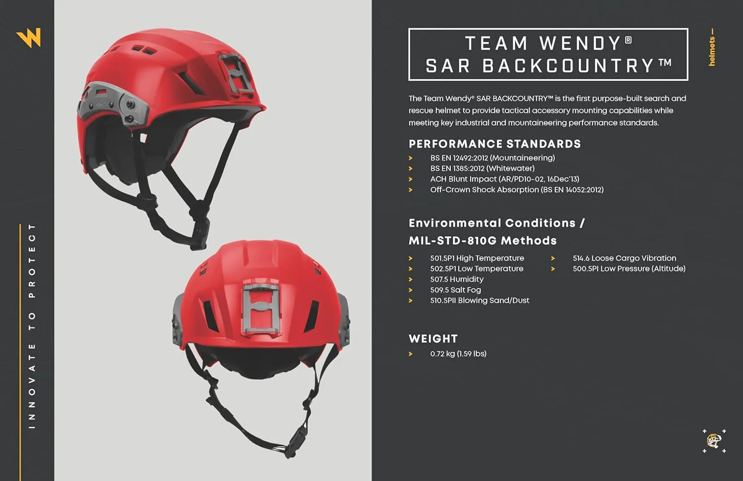 Team Wendy Search and Rescue Backcountry Bump Helmet | Precise Fit | Accessory Mounts | ACH Blunt Impact Protection