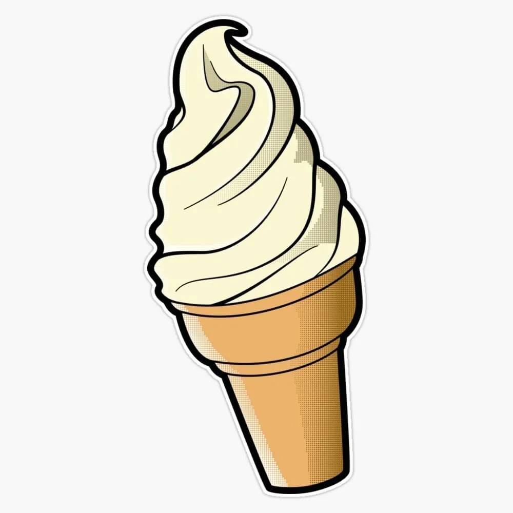 Vanilla Ice Cream Cone Sticker Vinyl Waterproof Sticker Decal Car Laptop Wall Window Bumper Sticker 5"