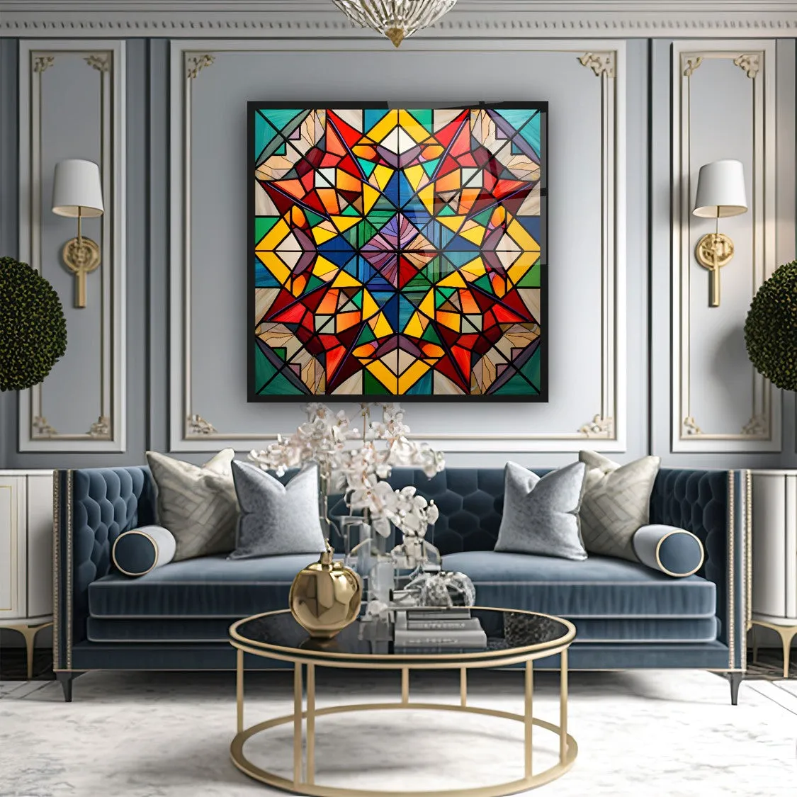 Vibrant Kaleidoscope Glass Wall Art