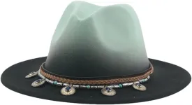 Women Fedoras Hats Mens Casual Gradient Color Cap Band Patchwork Panama Wide Brim Hat Light EN81 56-58cm