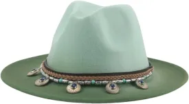 Women Fedoras Hats Mens Casual Gradient Color Cap Band Patchwork Panama Wide Brim Hat Light EN82 56-58cm