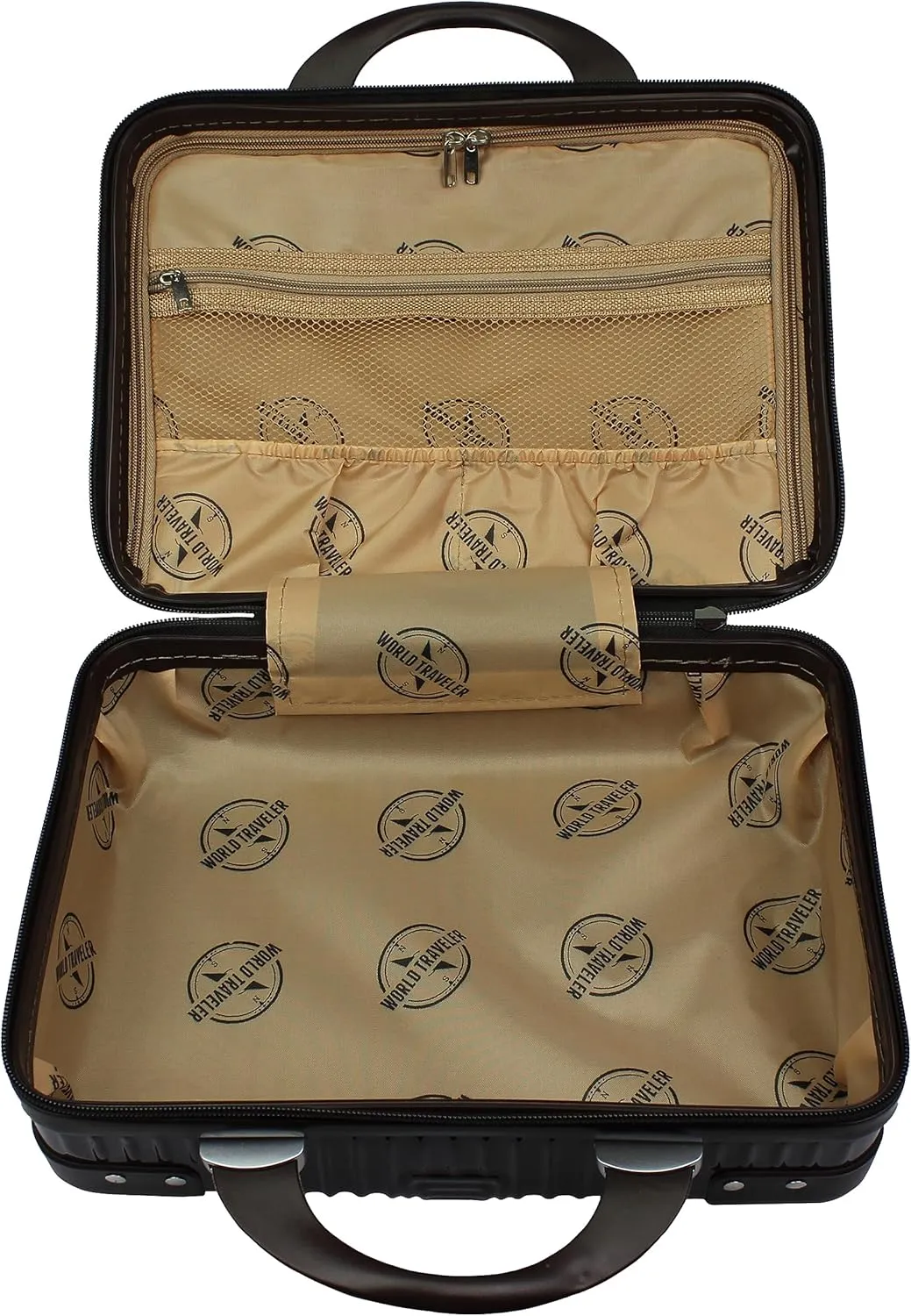 World Traveler VentureX Airline Approved Luggage ?C Lightweight Hardside Suitcase with Spinner Wheels, Brown, 2-Piece Carry-On Set