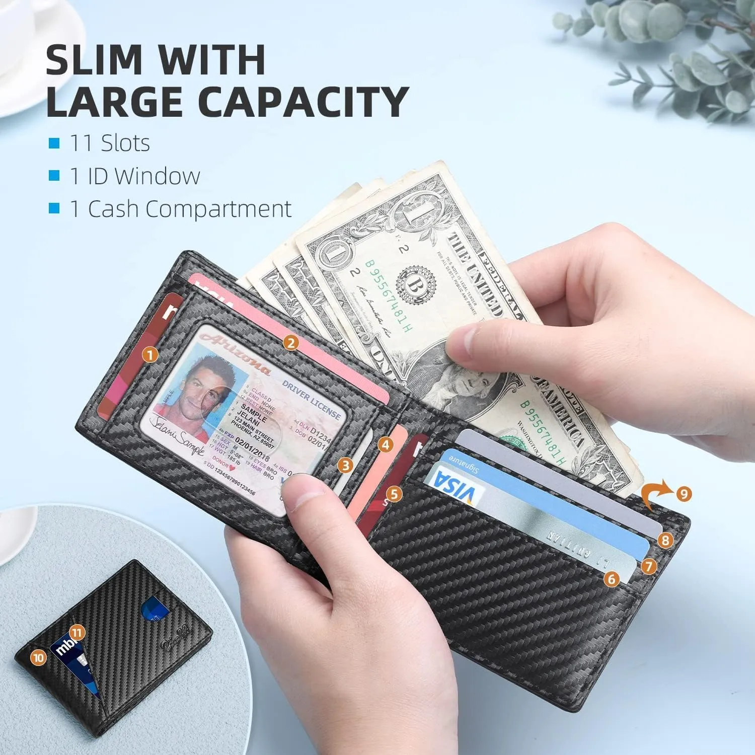 Zitahli Men's Slim RFID Blocking Leather Wallet - Premium Bifold Front Pocket Wallet with Gift Box,Leather Card Holder for Everyday Carry